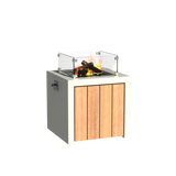 BRANN met GARAPA hout vuurtafel ( gas ) wit